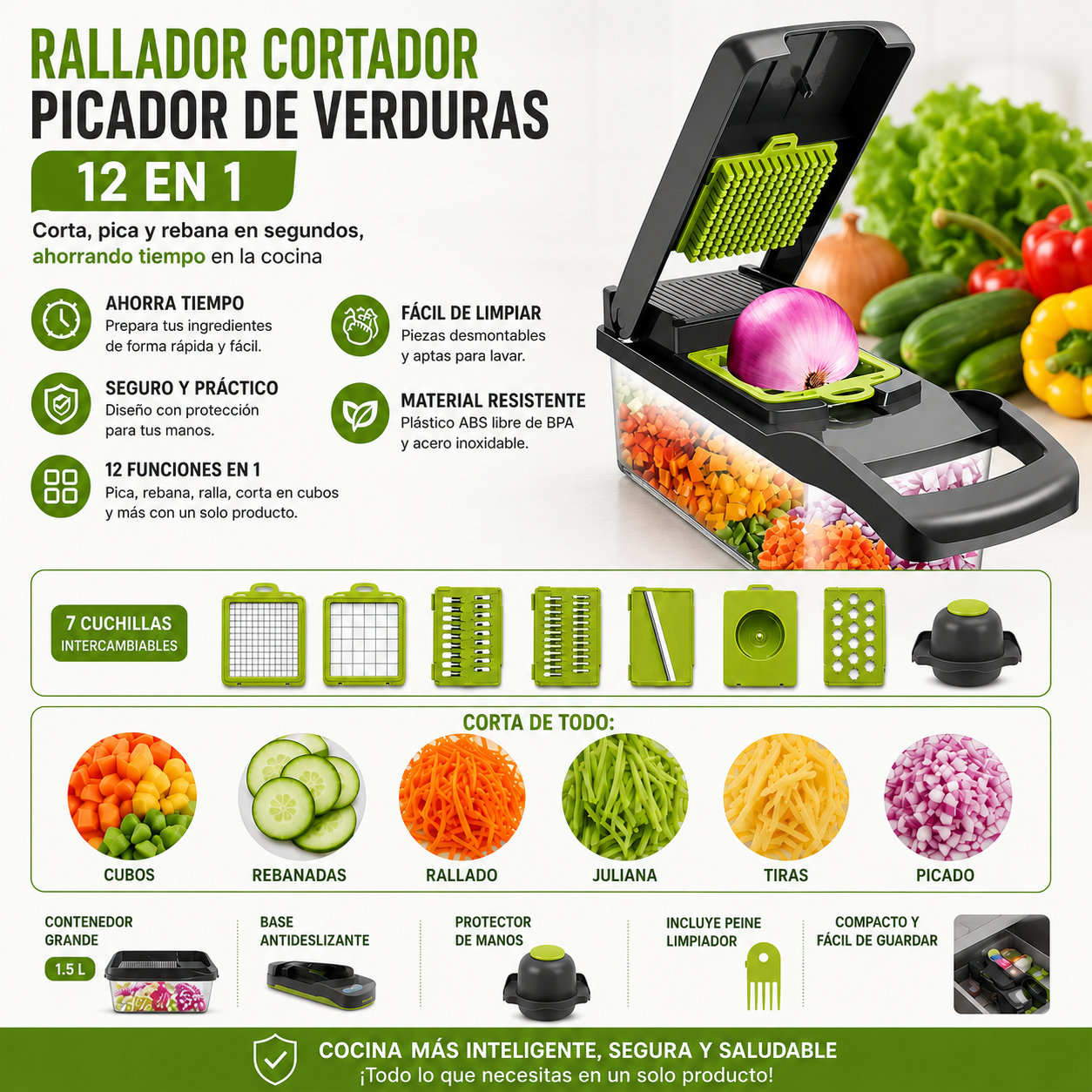 🥕Rallador Cortador Picador De Verduras