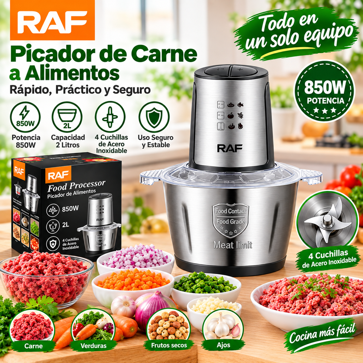 🥩Picador de Alimentos Eléctrico 2l